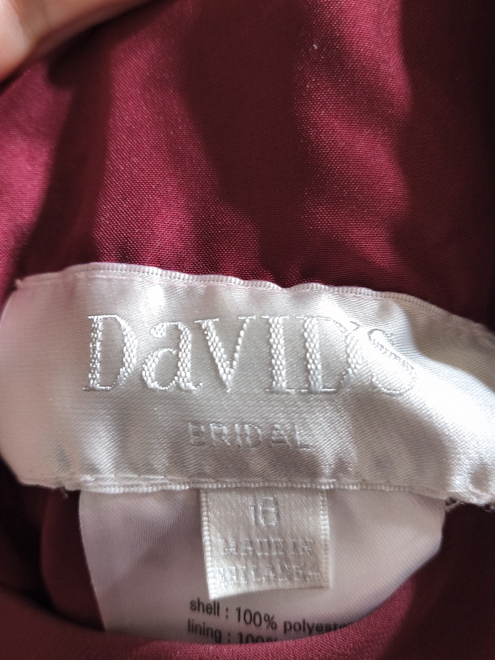 David's Bridal Wine Halter-Style Maxi Dress - Picture 3 of 4
